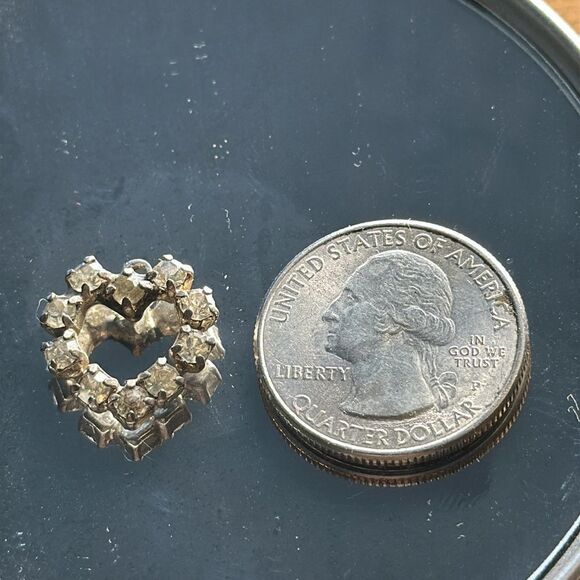 Two vintage rhinestone heart pendants - Picture 3 of 4